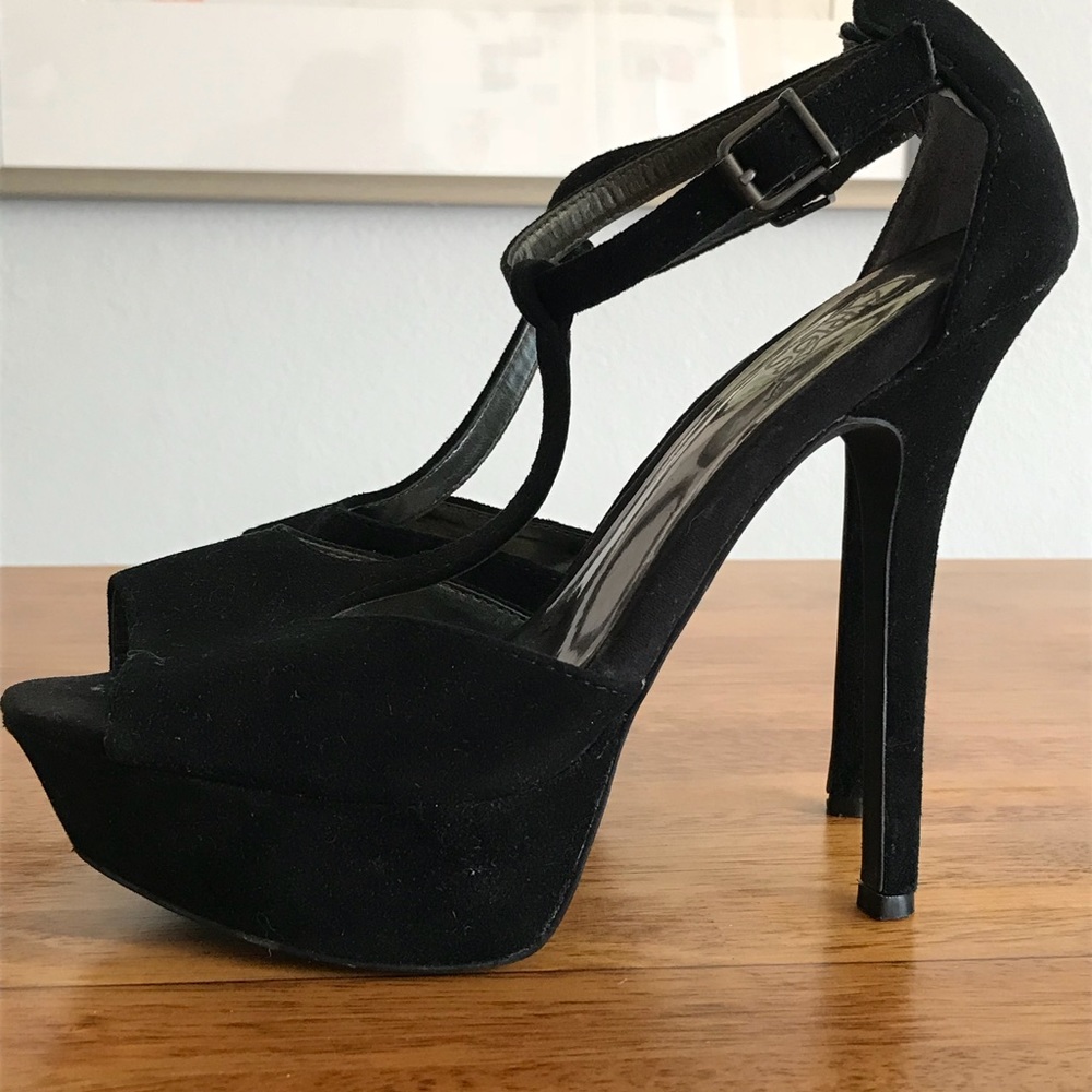 Black Suede platform heels